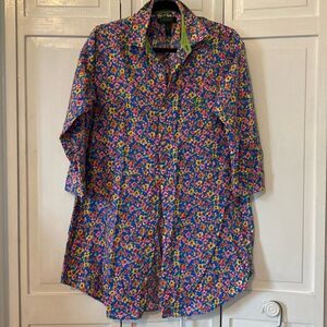 Ralph Lauren 100% Cotton floral shirt dress - Size S